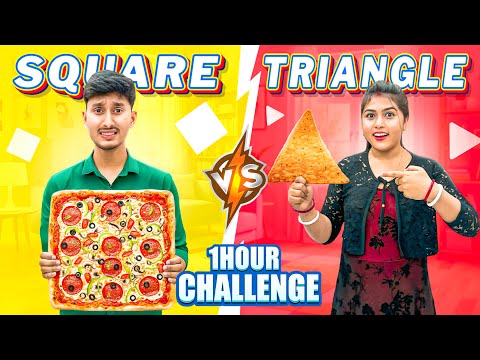 1Hour SQUARE 🟨 Vs TRIANGLE 🔺 FOOD CHALLENGE 🤜🏻🤛🏻