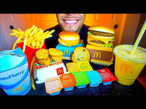 ASMR MCDONALD'S CHICKEN NUGGETS MUKBANG OREO MCFLURRY FILLET FISH BIG MAC FRIES EATING SHOW SOUNDS