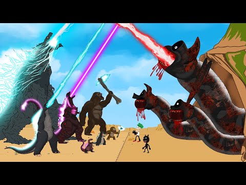 Rescue GODZILLA & KONG From CATNAP, DOG DAY, HUGGY WUGGY - TRAIN EATER: POWER LEVEL / ANIMATION