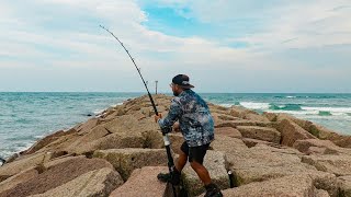 Almost got Spooled At East Cut Jetty, But I Got Revenge! - South Padre Island Jetty Fishing