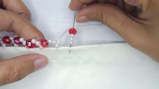 Beautiful pearls border embroidery for Beginners