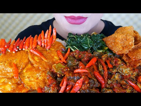 ASMR OSENG MERCON PARU, KARI TELUR CEPLOK, OSENG KERANG IJO,  KULIT AYAM | ASMR MUKBANG INDONESIA