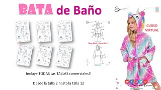 DIY TUTORIAL BATA DE BAÑO UNICORNIO PATRONES PDF Y PNG TODAS LAS TALLAS COMERCIALES