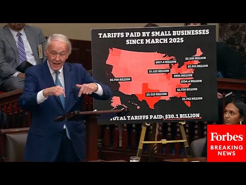 YouTube video thumbnail: 'It's Absolutely Economic Craziness': Ed Markey Slams Trump's Blanket Tariff On Canada