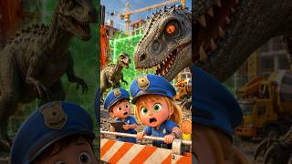 Giant Dinos Invade the Worksite! 😱🦖🚨 #DinoAlert #PoliceHeroes #ConstructionChaos #KidsAnimation