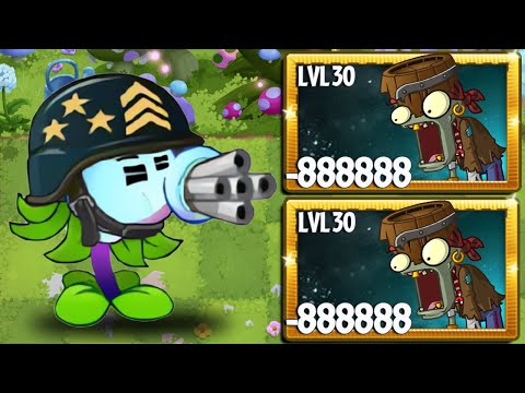 PvZ 2 Challenge - All Plants Power Up Vs 5 Barrelhead Zombies Level 30 - Who will win?