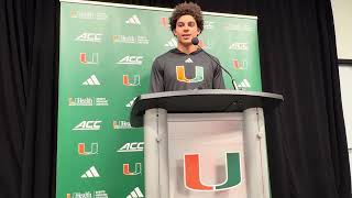 MIami Hurricanes Freshman DB JJ Dunnigan addresses the media after Miami beat FAMU