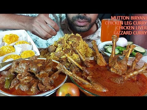 chicken gizzard masala desi chicken leg curry mutton pulao sweets cold drinks eating show mukbang