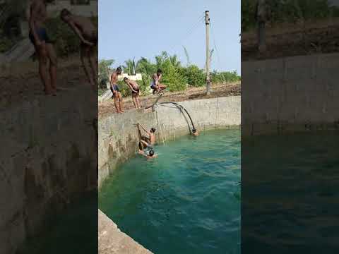 swimming in deep well villages boys having fun in deep well