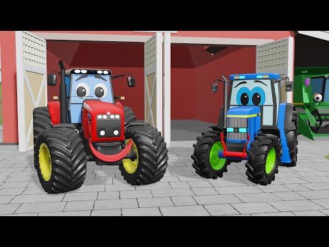 Rufus and Leo Tractor Adventure - Mowing Corn and Working Together with Farm Machines in the Field🚜