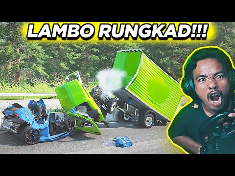 Lamborghini Vs Truk Hino dan Bus! - BeamNG Drive