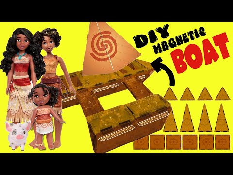 Moana 2 Movie DIY How to Build a Boat with Magnetic Tiles! Crafts for Kids