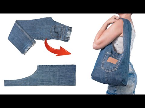 DIY tote bag from old jeans easily! Tutorial for beginners! Miarti👜✂️