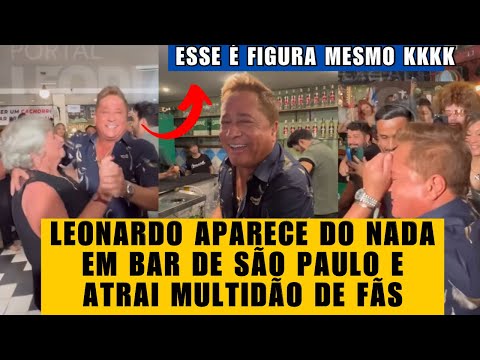 Leonardo SURPREENDE ao APARECER do nada em um BAR em São Paulo e atrair MULTIDÃO