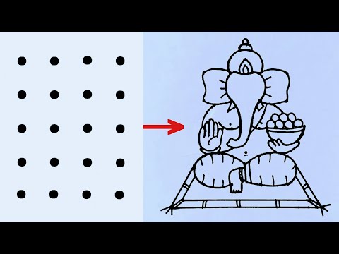 Lord Ganesha drawing from 4×5 dots easy step by step // Easy Lord Ganesha Rangoli