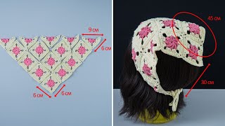 How to Crochet Granny Square Triangle Bandana Miarti🧶