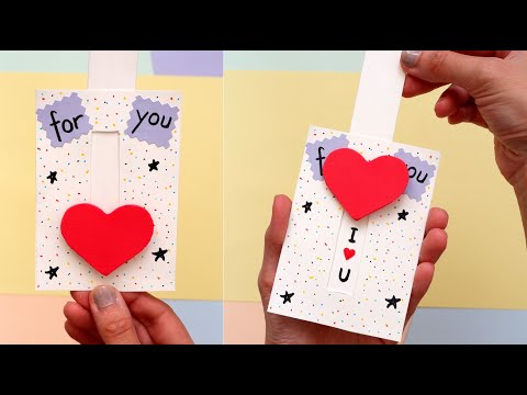 I love you Slider card tutorial | Pull out heart slider card | Paper craft ideas