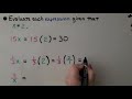 Evaluating Algebraic Expressions and Operations