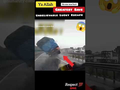 Ya Allah☝️Greatest Save.😱❤️💯#shorts #short #status #respect Unbelievable Escape - 16 Wheeler Tilt