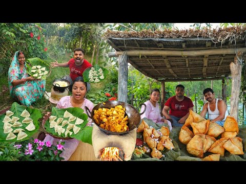 🌦️बारिश के मौसम में बनाएंगे Farmhouse🛖 में गरमा गरम करारे समोसे स्पेशल चटनी के साथ