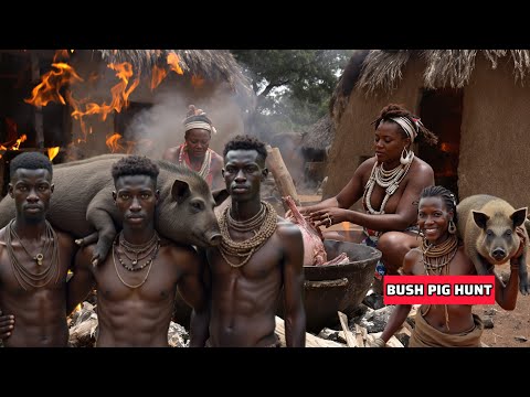 Discover Hadzabe Tribe Monster Wild PIG Hunt and Cooking | wild Kitchen