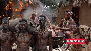 Discover Hadzabe Tribe Monster Wild PIG Hunt and Cooking | wild Kitchen