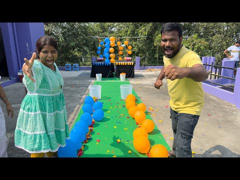 Sister vs Brother Balloon Popping Challenge Race Different Level