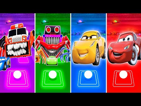 Fire Truck Eater 🆚 School Bus Eater 🆚 Lightning McQueen Girlfriend 🆚 McQueen - TilesHop by V Gamer