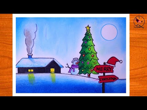 MERRY CHRISTMAS drawing step by step / SANTA CLAUS drawing / CHRISTMAS tree drawing