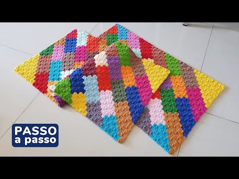 TAPETE LEGO - Tapete em crochê C2C com sobras de fio