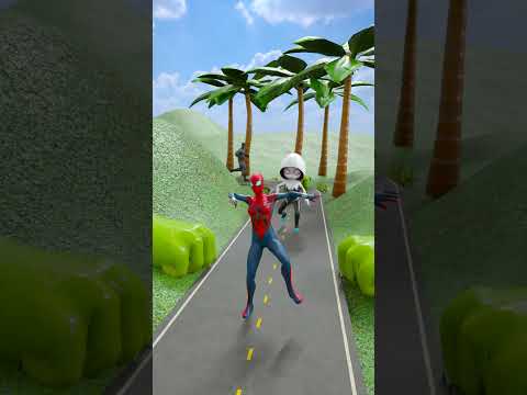 Spider-man Cars Crossing Two Giant Slap Hands in Bollards | BeamNG Drive #shorts