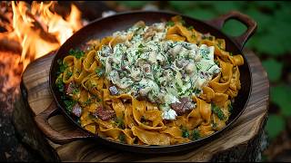 🍊 Handmade Orange Pasta 🍝 Jungle Bushcraft Cooking in Nature 🌿