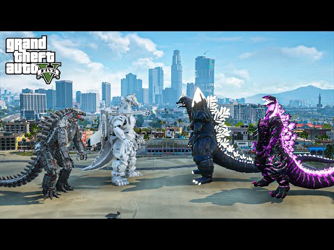 Godzilla Space & Shin Godzilla vs Mechagodzilla & Super Mechagodzilla | GTA 5 Mods Battle