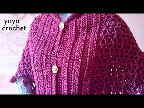 كروشية شال بونشو سهل للمبتدئين تصميم مميز للشتاء لأى مقاس  -Easy Crochet Poncho Shawl for Beginners