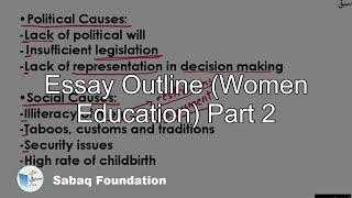 Essay Outline (Women Education) Part 2