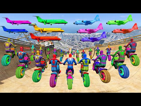 Rainbow Spiderman vs Longest Ramp in GTA 5 - Jumping from Highest in GTA 5 #1