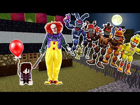 PALHAÇO IT A COISA PROTEGE BEBÊ CONTRA UM APOCALIPSE DE ANIMATRONICS NO MINECRAFT