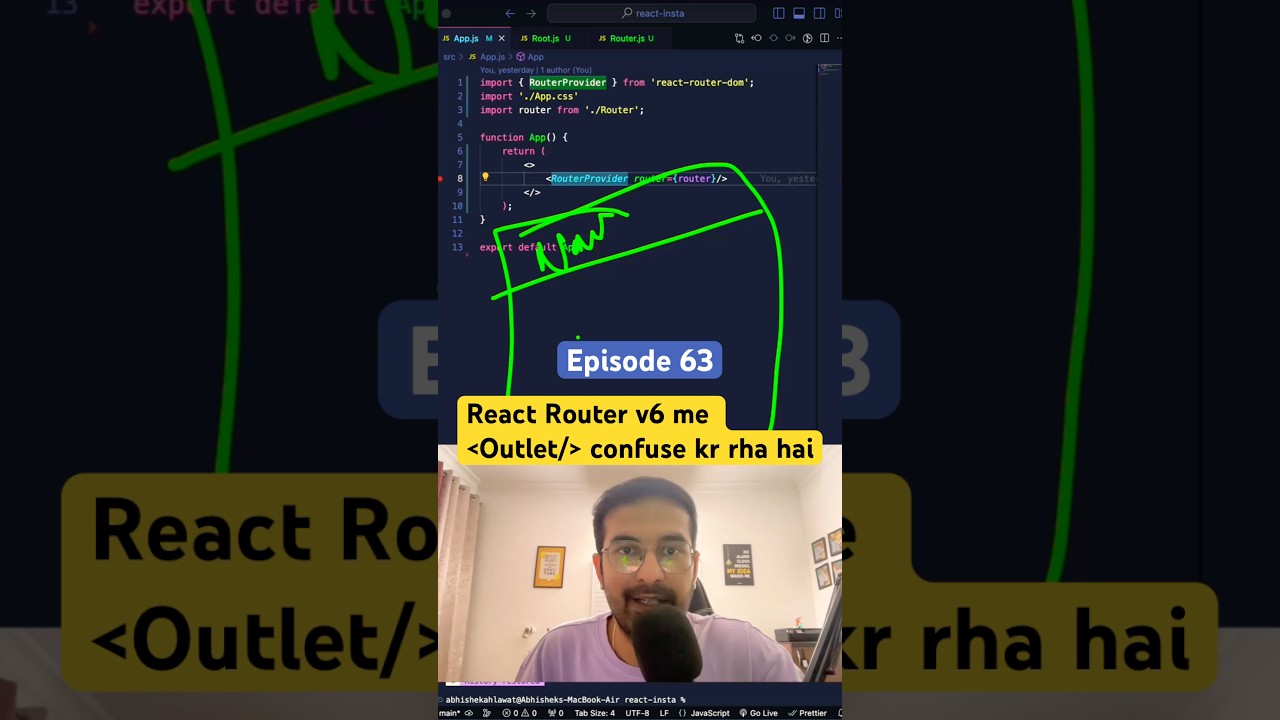 Outlet ka use in React Router DOM v6 🤩 Part 1