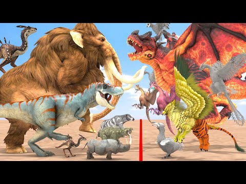 Prehistoric Birds vs Prehistoric Animals Size Woolly Mammoth vs Archaeopteryx Animal Revolt Battle