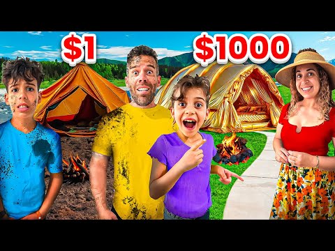 ACAMPANDO con $1 vs $1000|4PLUSONE