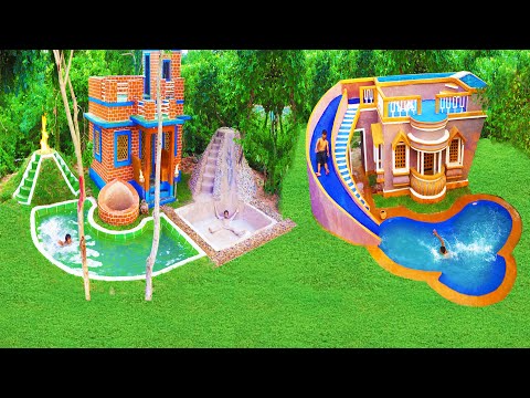 Building Creative Beautiful Top Two House With Water Slide Park & Swimming Pool Park