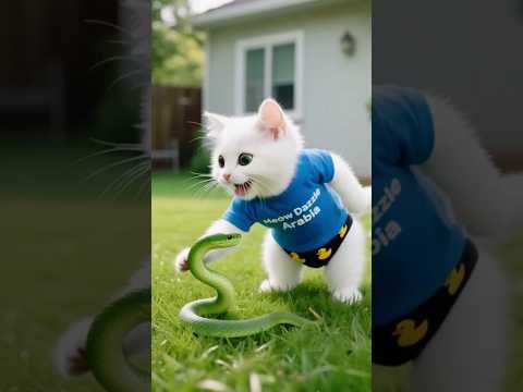 القط مشموش عضه ثعبان… ووالده ضحى بأغلى ما يملك لإنقاذه! 🥹❤️ #shorts #cat #ai #viral