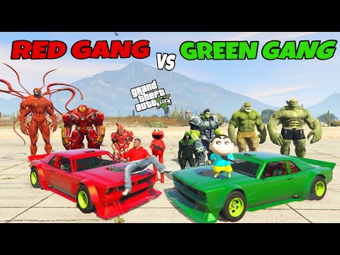 Franklin Red Gang Vs Shinchan Green Gang in GTA 5 ! JSS GAMER