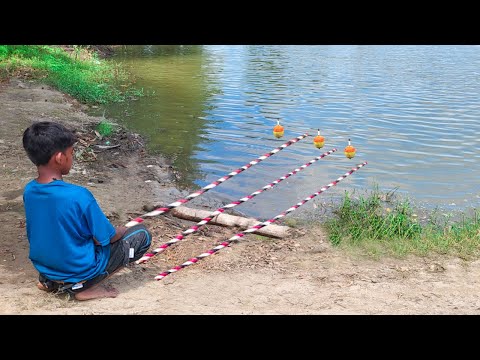 Fishing Video 🎣🐟 Village Boy Fishing With Hook ~ Catching Big Talapia Fish By Hook