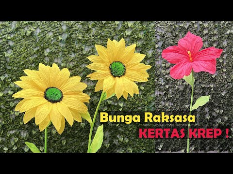 Membuat bunga jumbo / bunga raksasa dari kertas krep lokal ! | How to make giant flower crepe paper