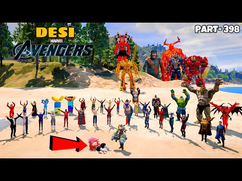 DESI Avengers and GOD KRATOS Finally Did End of Super Evil Black Goku with Sakuna in GTA 5 | #398