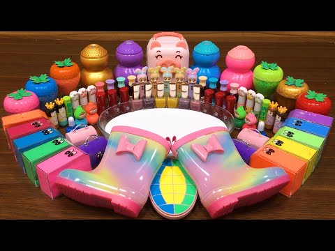 Mixing makeup clay and more into GLOSSY slime!!!Relaxing Satisfying Slime Video #68