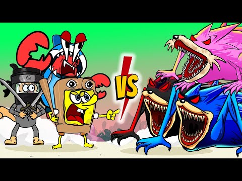Epic War: ITALIAN BRAIROT VsTeam Shin Sonic! | SpongeBob Animation
