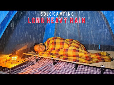 SOLO CAMPING HEAVY RAIN - RELAX AND ENJOY THE SOUND OF RAIN