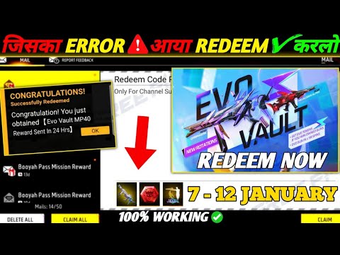 FREE FIRE REDEEM CODE TODAY 7 JANUARY REDEEM CODE FREE FIRE | FF REDEEM CODE TODAY 7 JANUARY